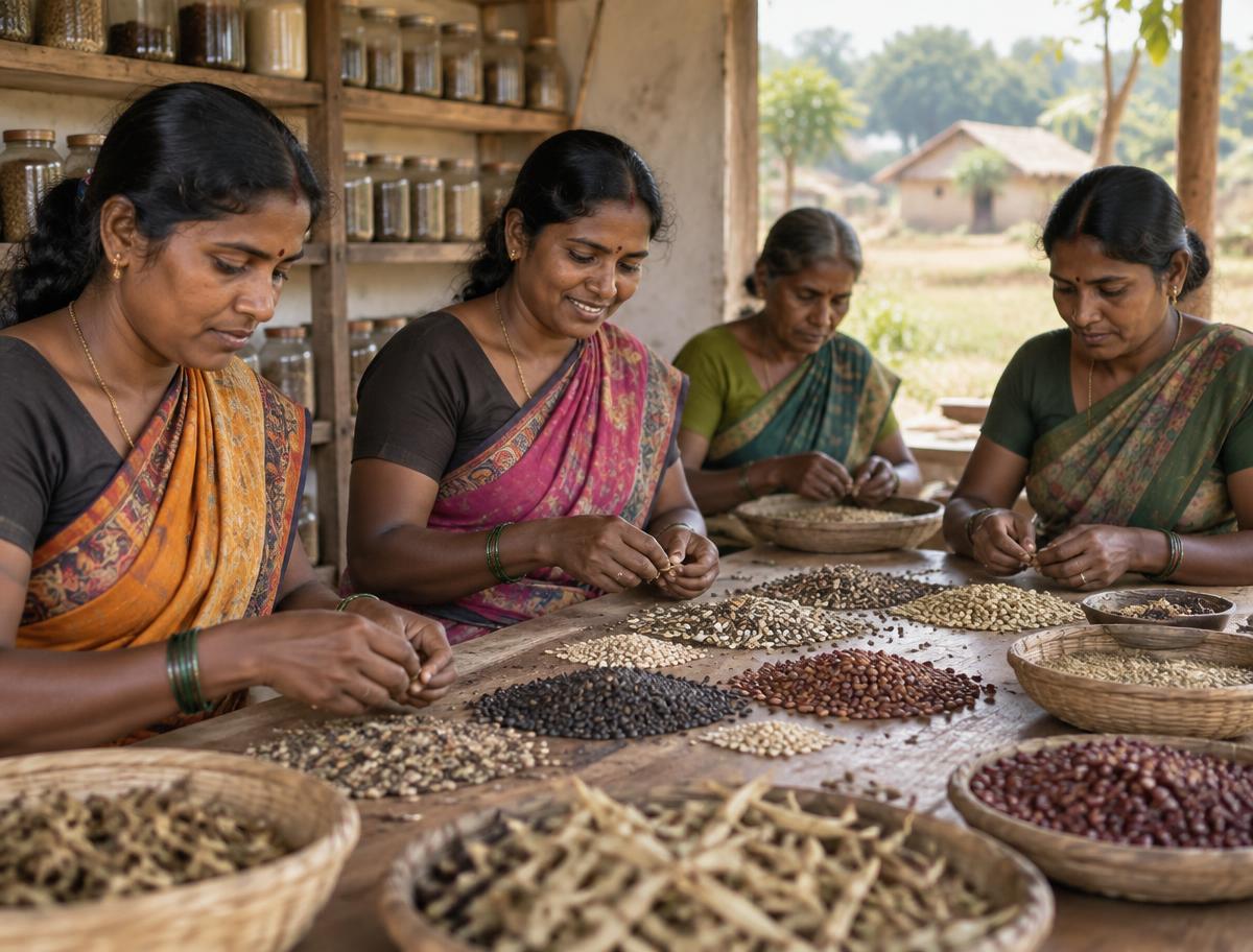 Women working together at a rural collective